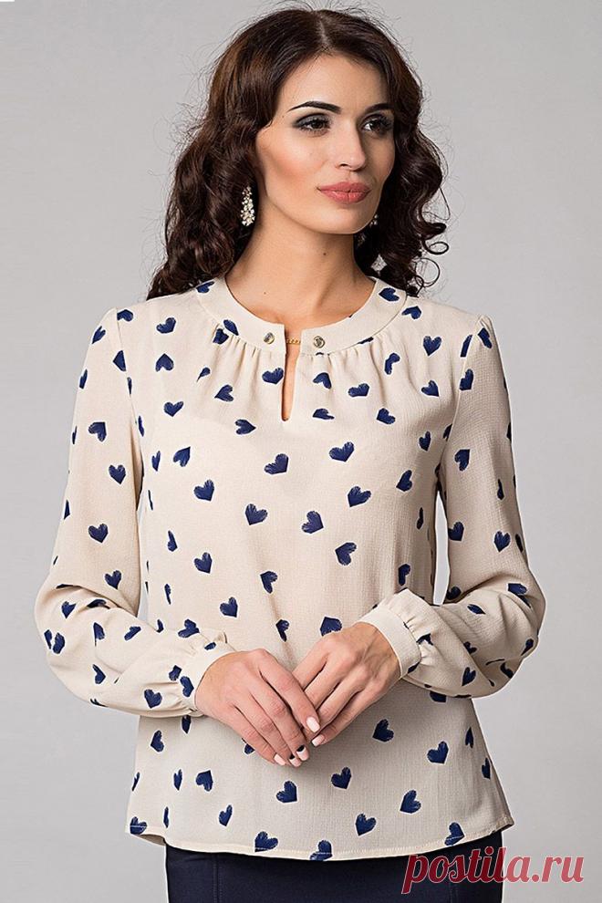 Блуза с романтичным принтом Би-кара-222-1 - интернет-магазин Moda-nsk