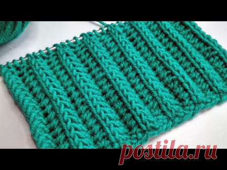 Кукурузная резинка спицами - простой двухсторонний узор из одного ряда