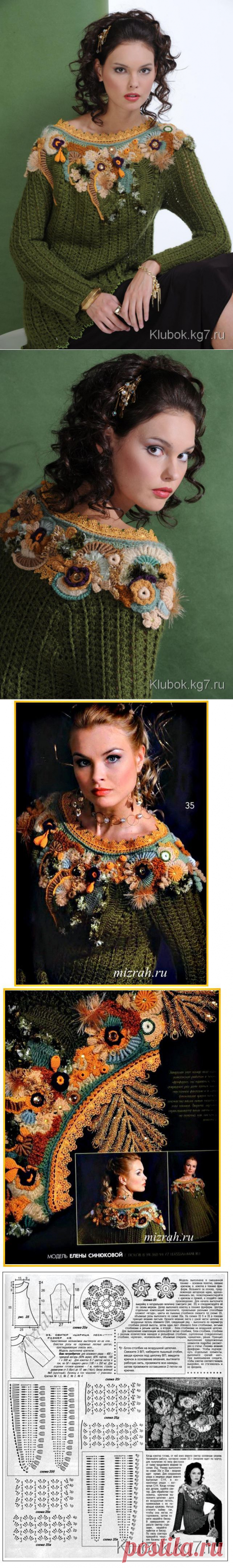 Туника &quot;Царица леса&quot; крючком с отделкой &quot;фриформ&quot; (автор Елена Синюкова) | Клубок