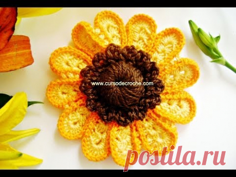 CROCHÊ - FLOR GIRASSOL 1