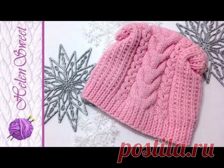 Вязаная шапка спицами | МК