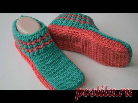Классные следки на двух спицах без шва на подошве