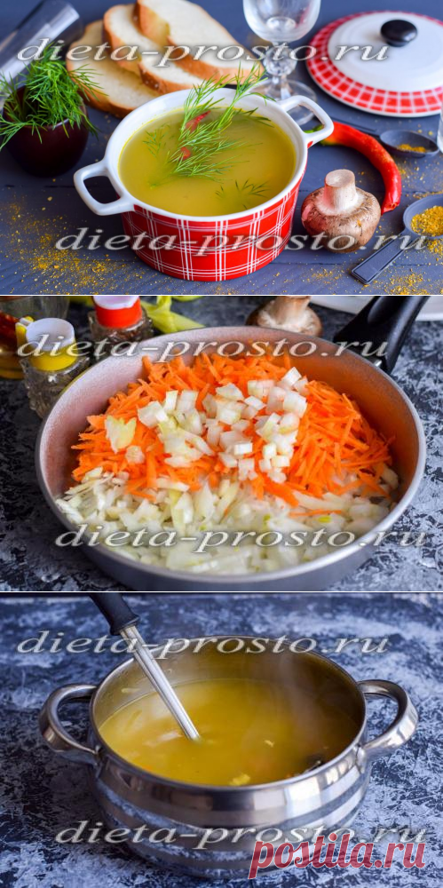 Лёгкий супчик из курицы, грибов и картофеля, рецепт с зеленью