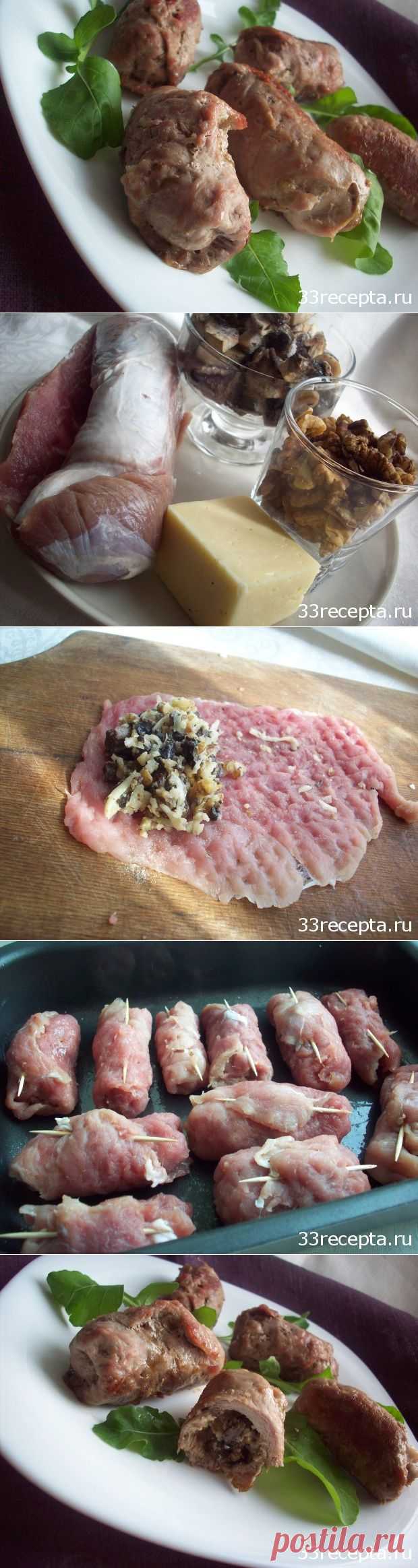 Свиные рулетики с сыром и грибами | Ваши любимые рецепты