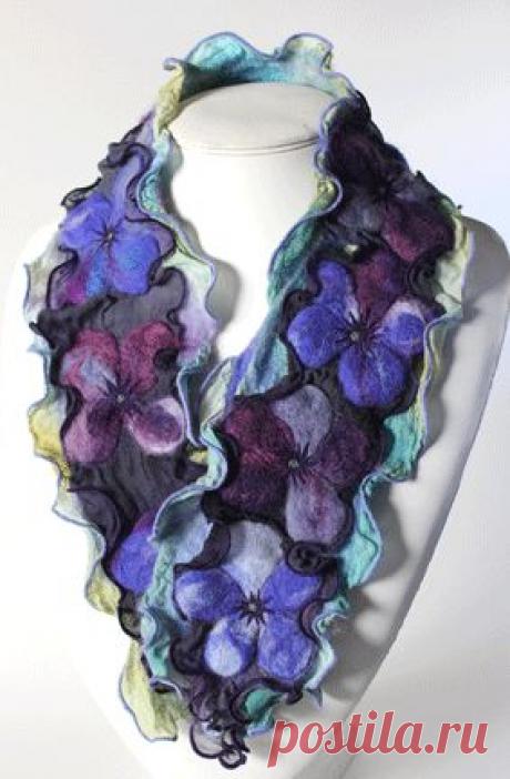 dianamorrisondesigns.co.uk: Яркий рука окрашенных и войлочный цветочный дизайн шарф