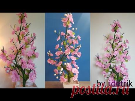 Cara Membuat Bunga Plastik kresek | Beautiful flower craft from crackle plastic