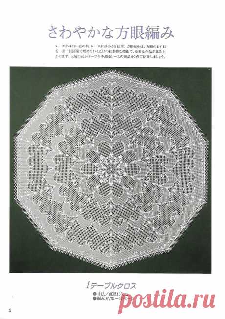 Книга по вязанию &quot;Kyoko Kawashima - Beautiful Crochet Lace&quot;/скатерти,салфетки-япония/