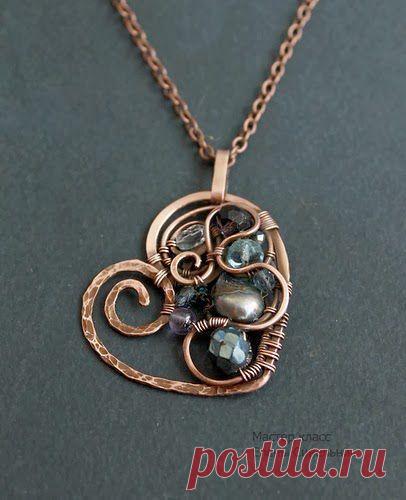 Моя копилка: Медный кулон "Сердце" в технике wire wrap. Просто не верится, что это так просто! Очень подробный МК