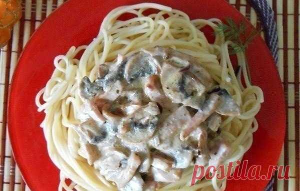 Паста с грибами и ветчиной. Идеальный ужин!