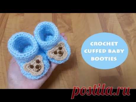 How to crochet cuffed teddy bear baby booties? | !Crochet!