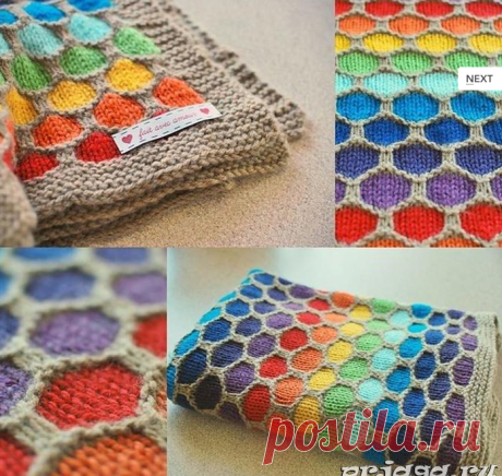 Вязаный плед «Яркие соты»