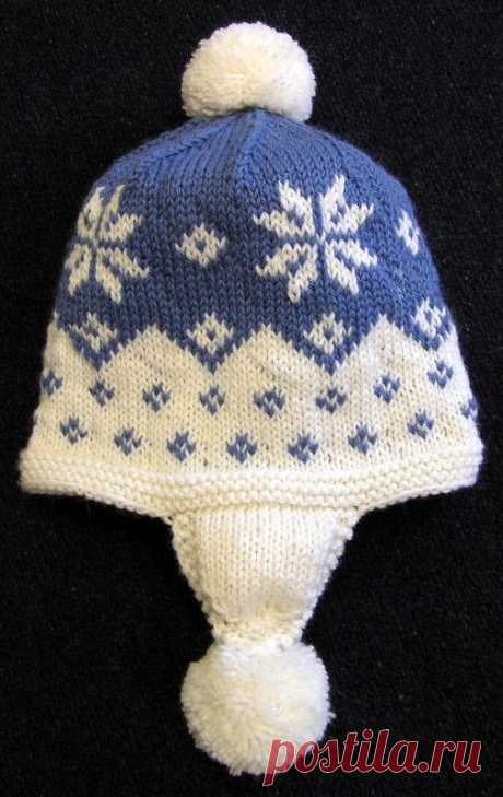 Easy Knitting Pattern-Cascading Snowflake Earflap Hat PDF
