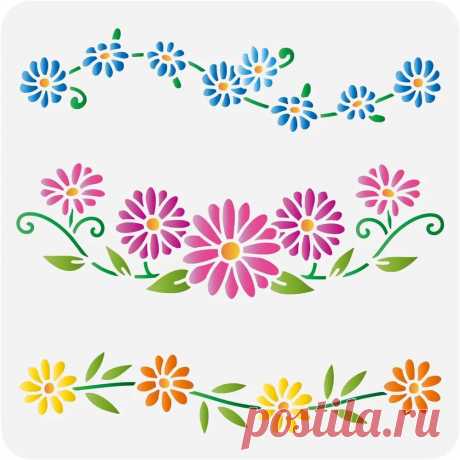 Plantilla de cadena de margaritas, plantilla de dibujo de margaritas reutilizable de 11,8x11,8 pulgadas, plantilla de pintura de margaritas florecientes para manualidades DIY, plantilla de planta Plantilla - AliExpress