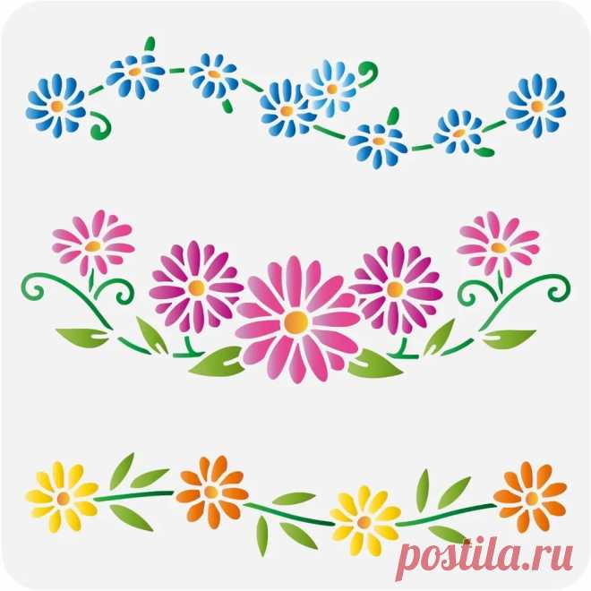 Plantilla de cadena de margaritas, plantilla de dibujo de margaritas reutilizable de 11,8x11,8 pulgadas, plantilla de pintura de margaritas florecientes para manualidades DIY, plantilla de planta Plantilla - AliExpress