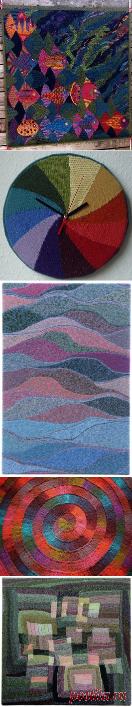 Вязаный пэчворк спицами.