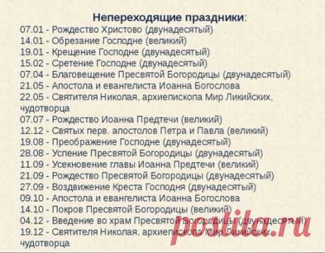 Православные праздники, которые каждый год в один и тот же день.
Обязательно пригодится.