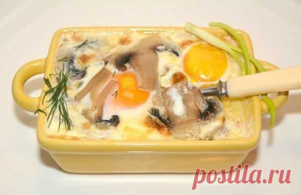 Яйца с грибами, запеченные со сметаной.. | Семья и дом