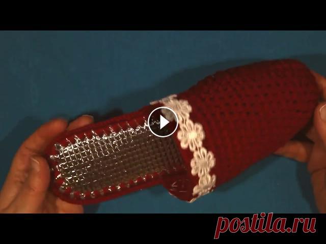 Женские тапочки крючком необычным методом распространенным методом у Китоянок Вяжется легко нет изнаночных рядов...