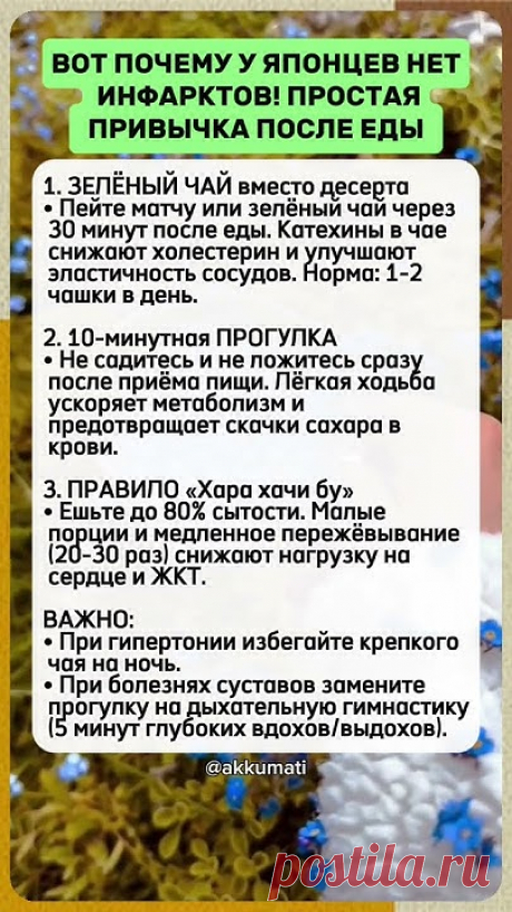 ВОТ ПОЧЕМУ У ЯПОНЦЕВ НЕТ ИНФАРКТОВ! ПРОСТАЯ ПРИВЫЧКА ПОСЛЕ ЕДЫ @Akkumati