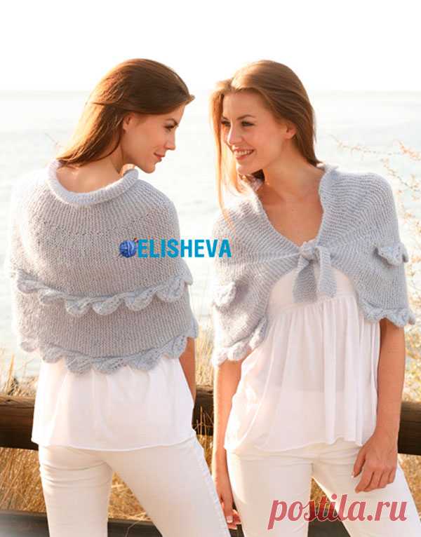 Накидка с рюшами от Drops Design, вязаная спицами из мохера | Блог elisheva.ru