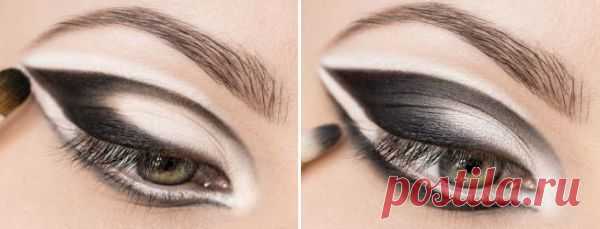 Черно-белый  — Этот вид макияжа содержит в себе строгие цвета, черный и белый. Такой макияж очень хорошо подойдет для вечернего наряда. Главное все линии должны быть предельно четкими и аккуратными. Важно чтобы два цвета не смешались, и не превратился в однотонную серую массу.