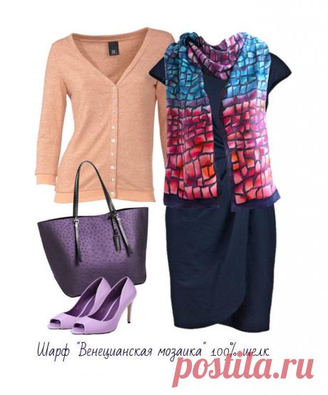 Батик шарф из натурального крепдешина Венецианская мозаика – купить в интернет-магазине на Ярмарке Мастеров с доставкой - BHUDPRU | Архангельск