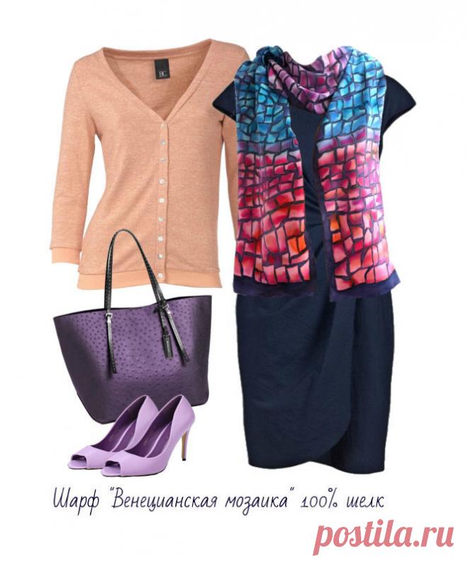 Батик шарф из натурального крепдешина Венецианская мозаика – купить в интернет-магазине на Ярмарке Мастеров с доставкой - BHUDPRU | Архангельск