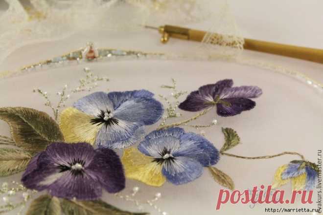 Художественная гладь. Мастер-класс по вышивке анютиных глазок