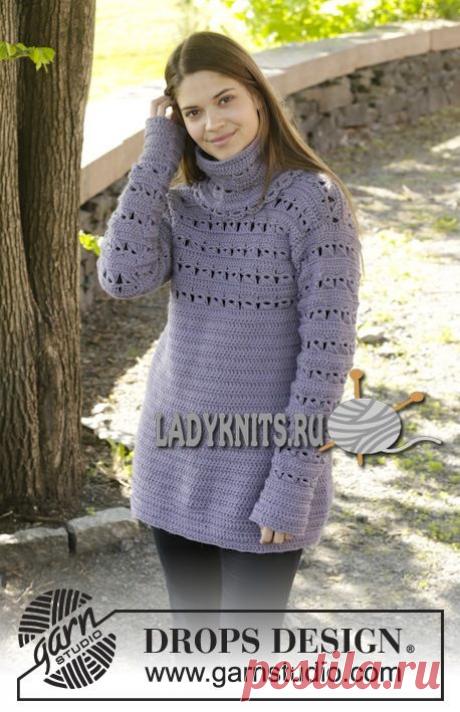 Вязаный крючком джемпер &quot;Лавандовое прикосновение&quot; от Дропс