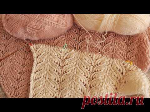 Кружевной узор спицами 🦚 Knitting lace pattern