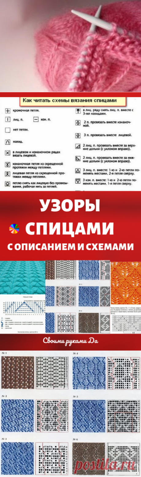 Узоры спицами с описанием и схемами