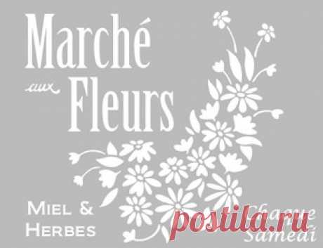 Pochoir Adhésif 25 x 20 cm MARCHE AUX FLEURS