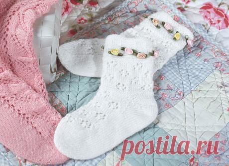 Детские носки с ажурными ромбами - схема вязания спицами. Вяжем Носки на Verena.ru