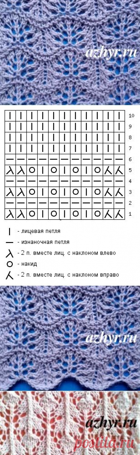 № 78 Ажурный узор с волнистым краем спицами | Ажур