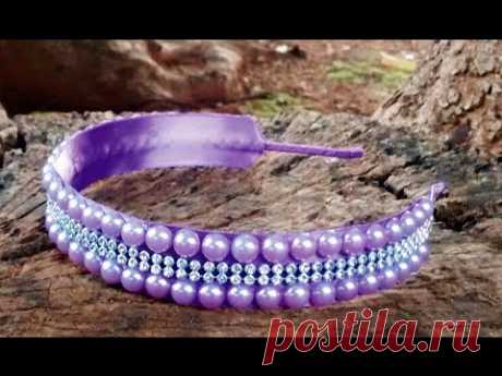 Arco com meia perólas e strass || DIY PAP
