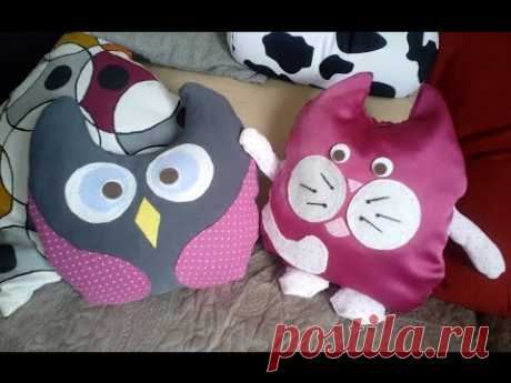 Подушка-игрушка (без шитья) легко и просто своими руками// how to make this easy owl pillow.