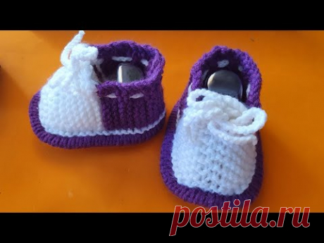 Миленькие пинетки спицами (3-6 месяцев)