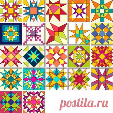 Цветные эскизы для лоскутных работ в геометрической технике