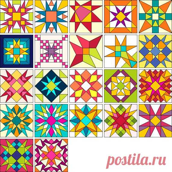 Цветные эскизы для лоскутных работ в геометрической технике