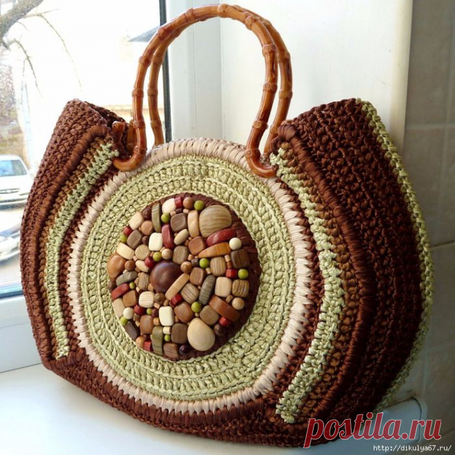 Вязаные сумки с вышивкой лентами / Вязание крючком / Вязаные крючком аксессуары
