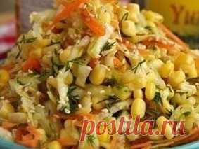 Салат с капустой, кукурузой и без майонеза