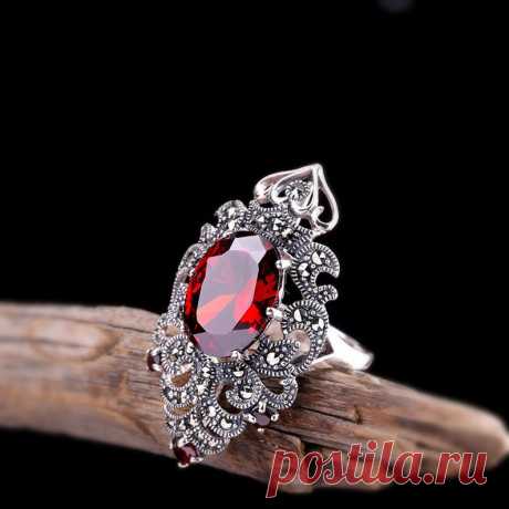 Garnet Ring Sterling Silver Ring Natural Gemstone Ring | Etsy
