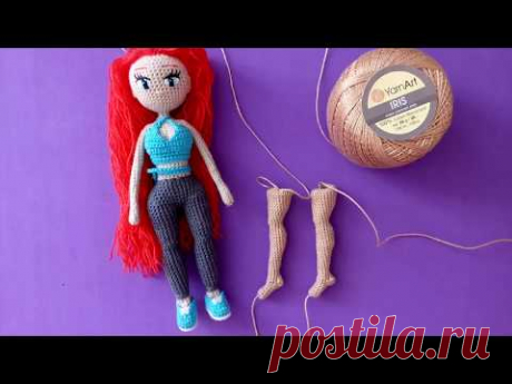 Как связать каркасную куклу амигуруми Тесс: объединяем ноги + тело