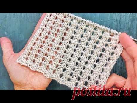 Стильный вертикальный узор с ажурным эффектом для вязания джемпера,  шарфа