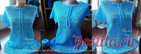 Блуза (джемпер) "Бабочки". Онлайн МК Светланы Заец | Вязание крючком от Елены Кожухарь