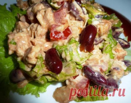 Салат с куриной грудкой и фасолью консервированной рецепт с фото пошагово - 1000.menu