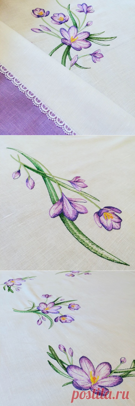 Скатерть с крокусами.  Алена Медведева. Диз Эл X0443 A Colorful Crocus Design