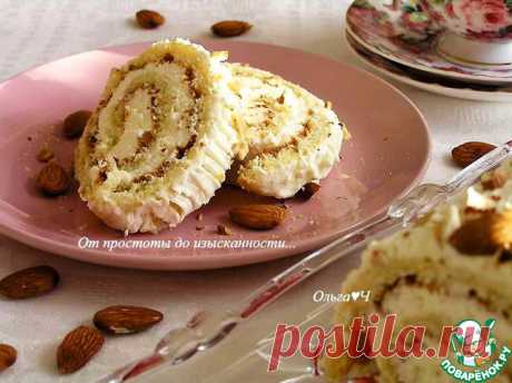 Рулет на сгущёнке с миндалём. Быстрый и вкусный рулет на сгущёнке со сливочно-творожным кремом и миндалём. Попробуйте!