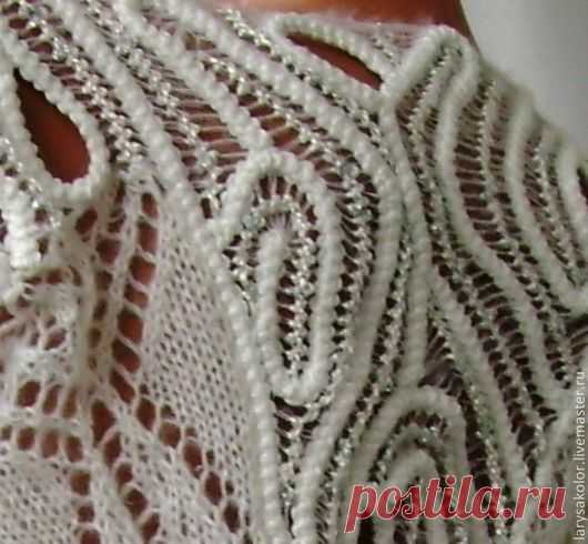 Купить Туника,,Новая сказка,, - белый, пуловер, пуловер вязаный, пуловер женский, пуловер ажурный