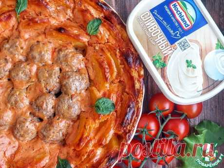 Картофель с фрикадельками в сырно-томатном соусе Кулинарный рецепт